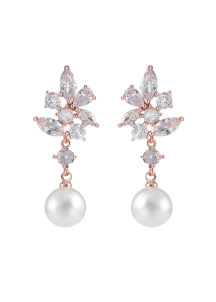 boucles d'oreilles en forme de fleurs avec perles goutte d'eau