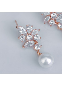 Elegant Flower-Shaped Earrings with Teardrop Pearls