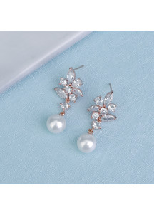 boucles d'oreilles en forme de fleurs avec perles goutte d'eau