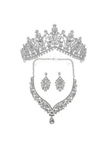 Baroque-Style Jewelry Set (Tiara, Necklace, and Earrings)