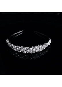 Delicate Bridal Headband with Pearls and Sparkling Crystals