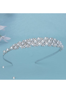 Delicate Bridal Headband with Pearls and Sparkling Crystals