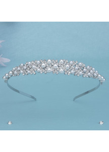 Delicate Bridal Headband with Pearls and Sparkling Crystals