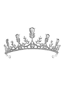 Evening Tiara with Floral Motifs and Sparkling Red Stones