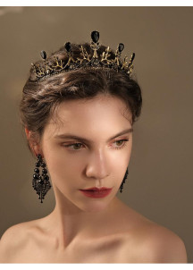 Evening Tiara with Floral Motifs and Sparkling Red Stones