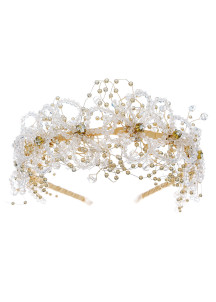 Chic Bridal Headband with Floral Design and Sparkling Pearls