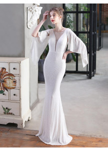 Dazzling Evening Gown with Draped Sleeves