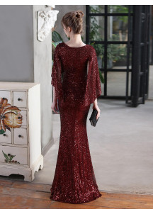 Dazzling Evening Gown with Draped Sleeves