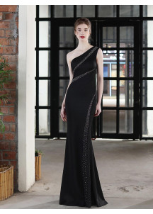 Bordeaux Evening Gown with Asymmetrical Design