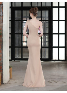 Bordeaux Evening Gown with Asymmetrical Design