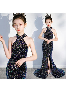 Ceremony Dress for Children Navy Blue Mermaid silhouette