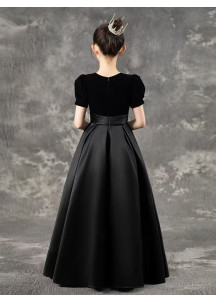 Child's Procession Dress in Black Satin and Velvet