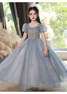 robe de demoiselle d'honneur pour enfants bleu clair