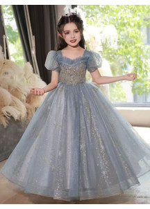 Vestido de dama de honor para niñas azul claro