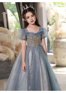 robe de demoiselle d'honneur pour enfants bleu clair