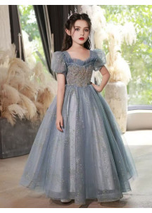 robe de demoiselle d'honneur pour enfants bleu clair