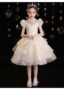 Adorable Champagne Tulle Flower Girl Dress