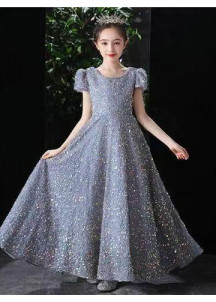 robe de demoiselle d'honneur rose poudré petite fille princesse