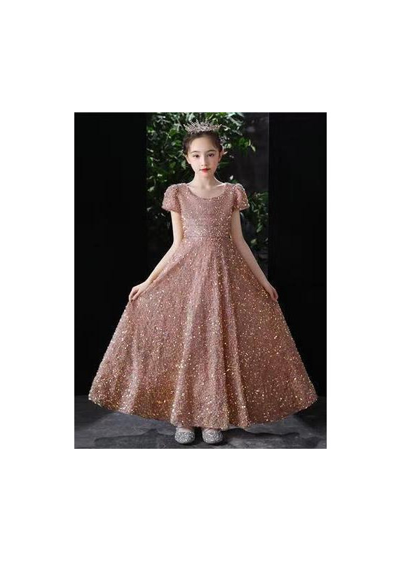 Vestido de Dama de Honor Rosa Polvoriento para Pequeña Princesa